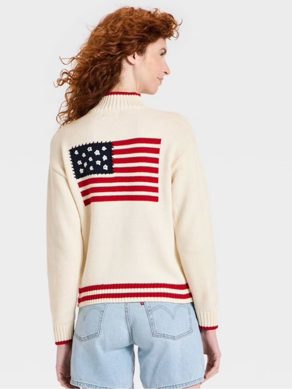 Universal Thread Women's Americana Collared Pullover Quarter Zip Sweater NWT